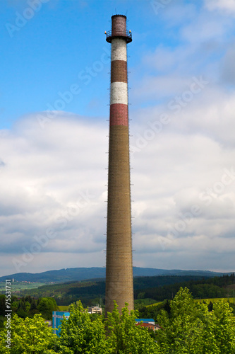 A single industrial chimney