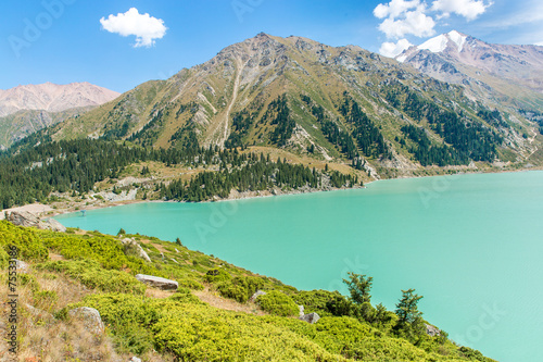 Spectacular scenic Big Almaty Lake ,Tien Shan Mountains photo