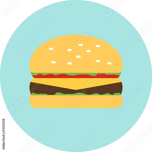 Vector flat hamburger fast food, unhealthy food, fat, tasty