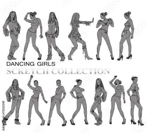 Dancing girls silhouettes