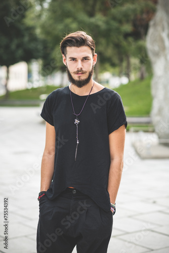 young handsome bearded hipster man