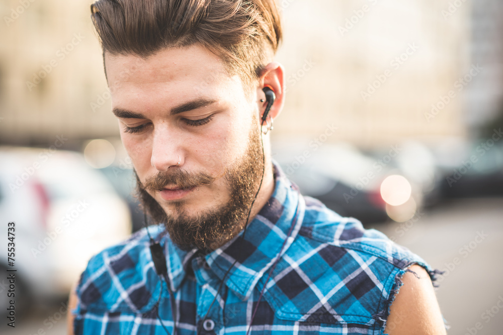 young handsome bearded hipster man young handsome bearded hipster man