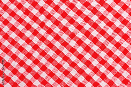 Red and white checkered tablecloth photo