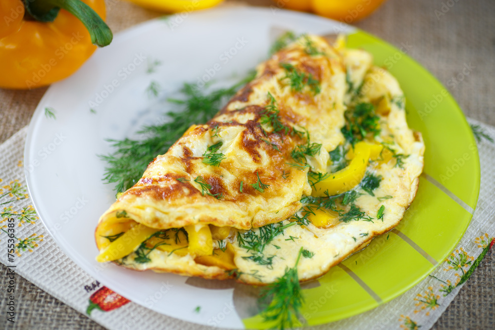 delicious omelet with peppers and herbs delicious omelet with peppers and herbs