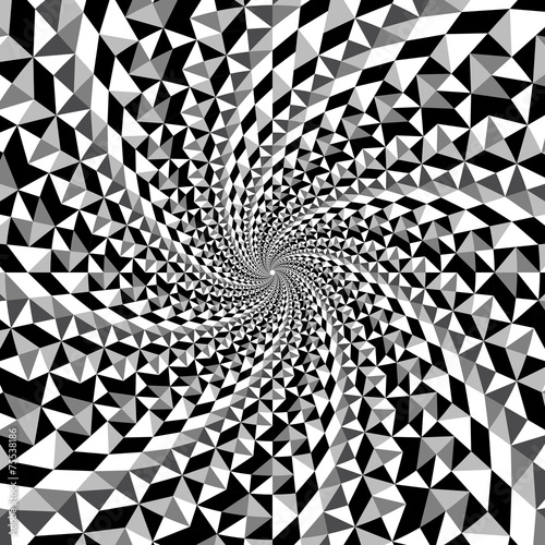 Black and white optical illusion triangle vector hypnotic spiral