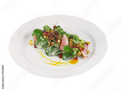 smoked duck with salad