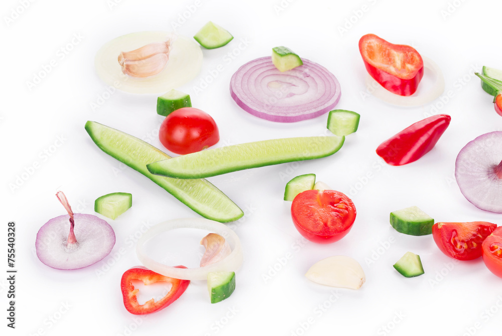 Naklejka premium fresh sliced vegetables