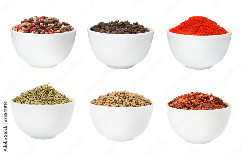 Spices in bowls set Spices in bowls set