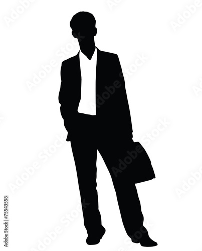 Vector silhouette of a man on white background.