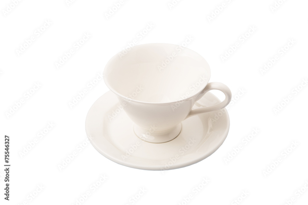 Ceramic saucer and teacup over white background Ceramic saucer and teacup over white background