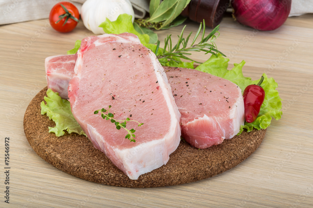 Raw pork steak