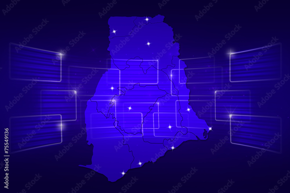 Ghana Map World map News Communication blue