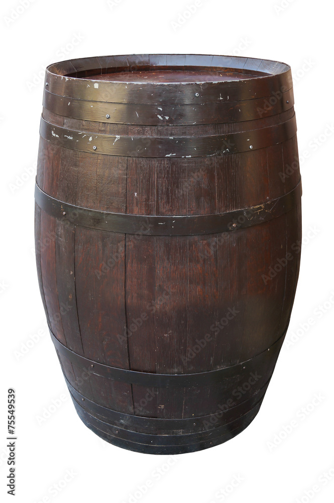 Fototapeta premium Wooden barrel with iron rings.