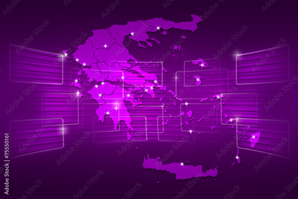Greece Map World map News Communication purple - obrazy, fototapety, plakaty 