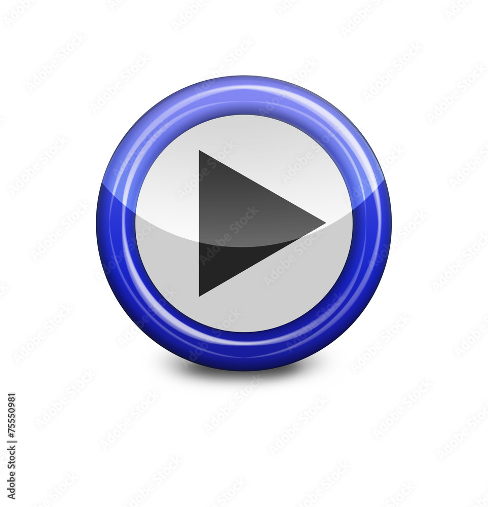 blue button play on a white background blue button play on a white background