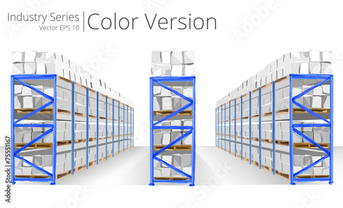 Vector illustration of Warehouse Shelves, Color Series.