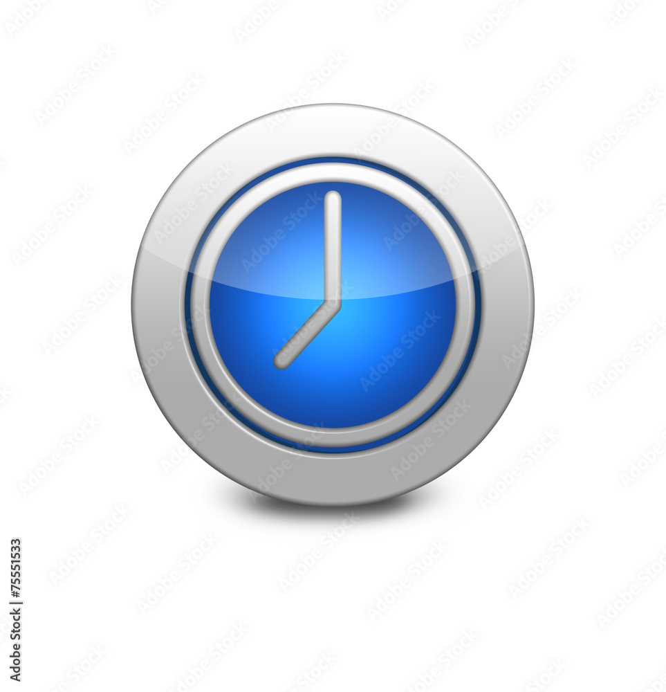 Blue button with the image of hours. Blue button with the image of hours.