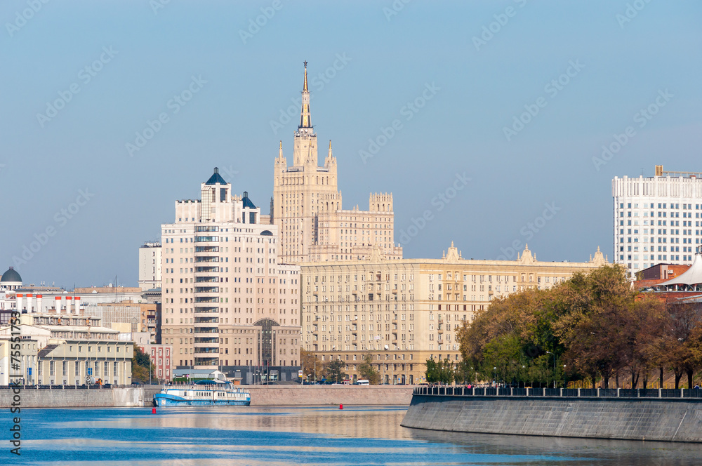 Moscow River embankment. White House. Moscow, Russian Federation