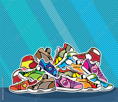 Pile of shoes vector pop art