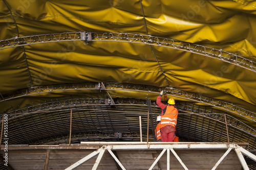 Mounting of insulation and steel framework on tunnel in Croatia photo