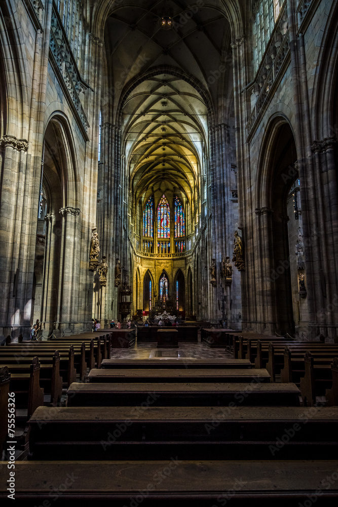 Interior of the  Cathedral of Saints Vitus. Prague
