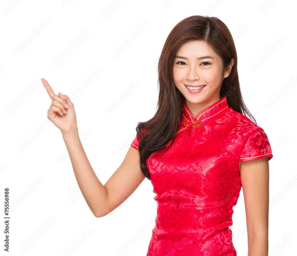 Asian Woman with finger point up Asian Woman with finger point up