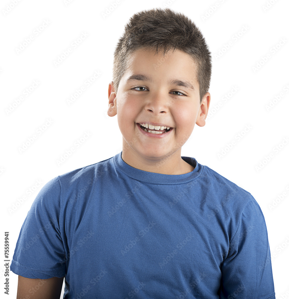 Happy child eating chocolate isolated Happy child eating chocolate isolated
