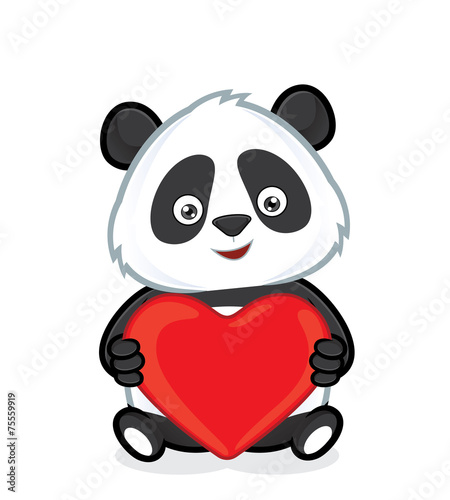 Fototapeta Naklejka Na Ścianę i Meble -  Panda holding heart love