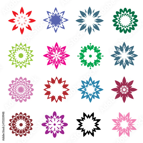 Set of color geometric flowers © topor