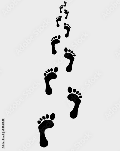 Trail of human bare footsteps, vector illustration