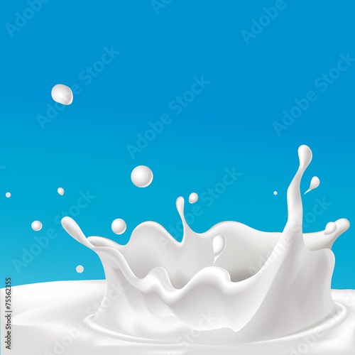 vector splash of milk - illustration with blue background