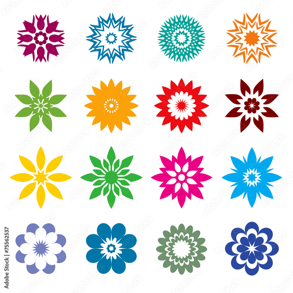 Set of black geometric flowers Set of black geometric flowers