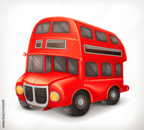 Red double deck bus, vector illustration
