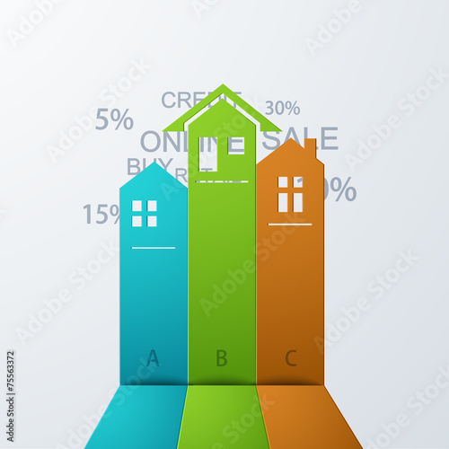 Vector modern real estate infographic background.