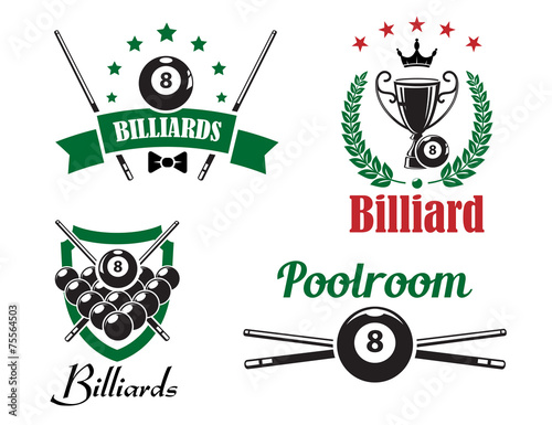 Billiards  or poolroom logo and emblems