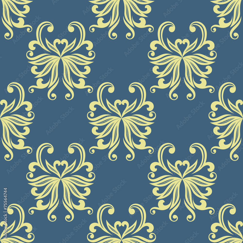 Fototapeta premium Yellow pansy floral seamless pattern
