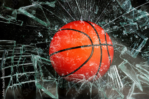 Basketball through glass.