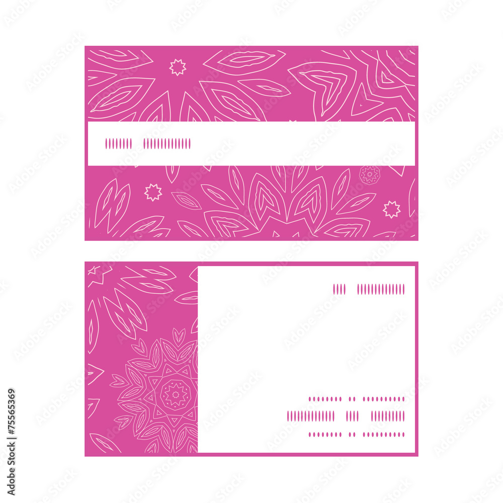 Vector pink abstract flowers texture horizontal stripe frame