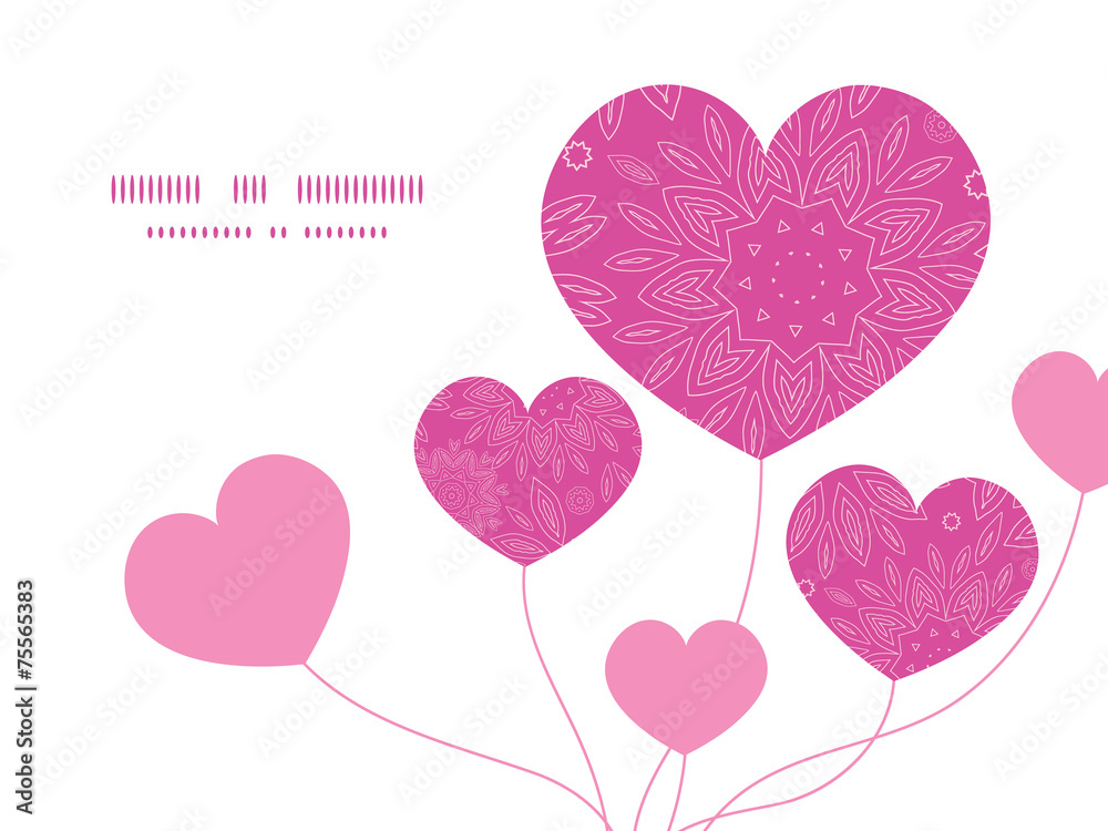 Vector pink abstract flowers texture heart symbol frame pattern Stock ...