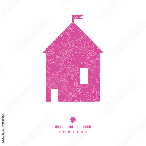 Vector pink abstract flowers texture house silhouette pattern