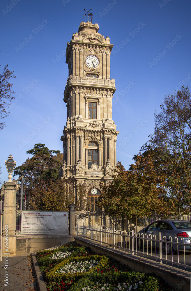 Clock tower at Dolmabahce Palace in Istanbul 