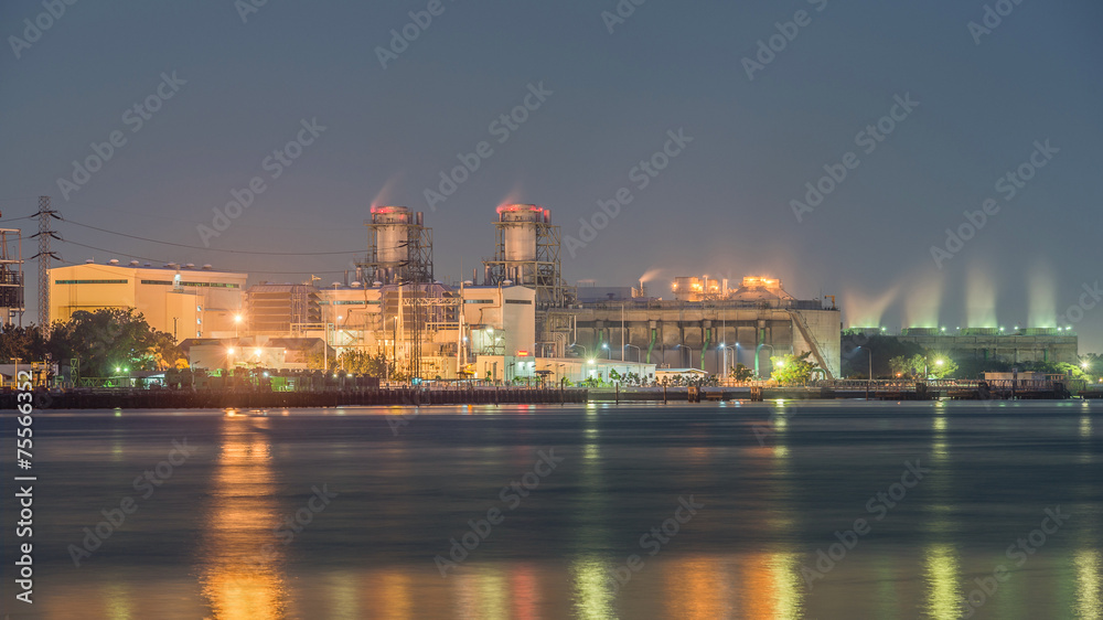 Electrical power plant in night