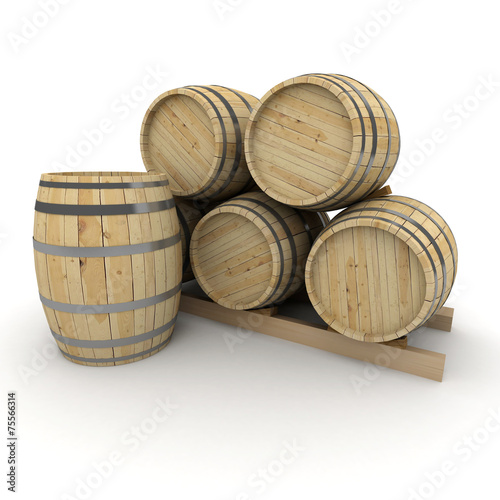 Group of wine barrels