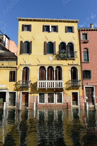 Yellow Home along the Grand Canal in Venice Italy