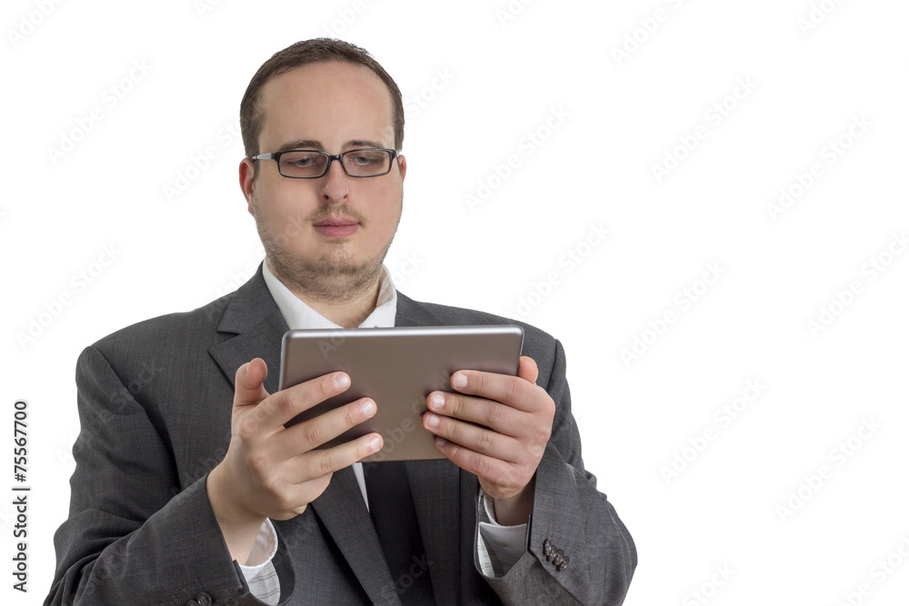 Young Businessman in suit with tablet computer Young Businessman in suit with tablet computer