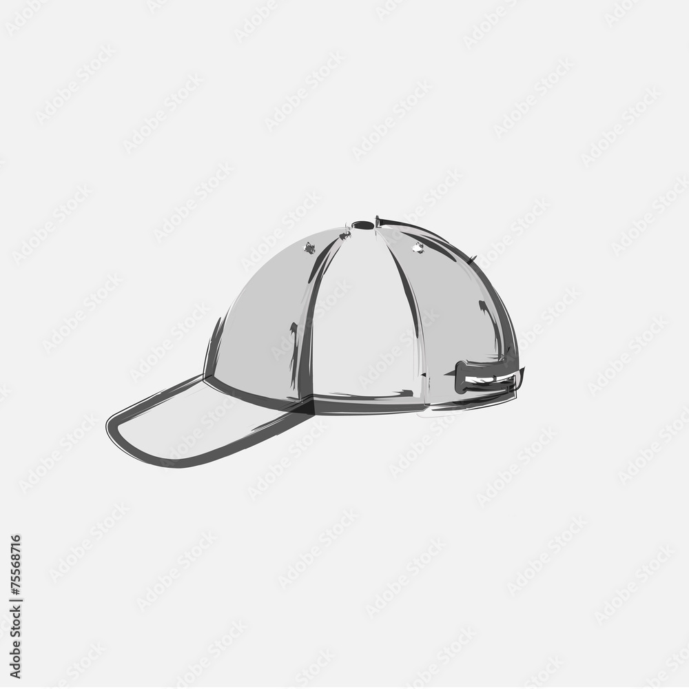 Naklejka premium Baseball Cap Cartoon Hat Vector Illustration, easy all editable