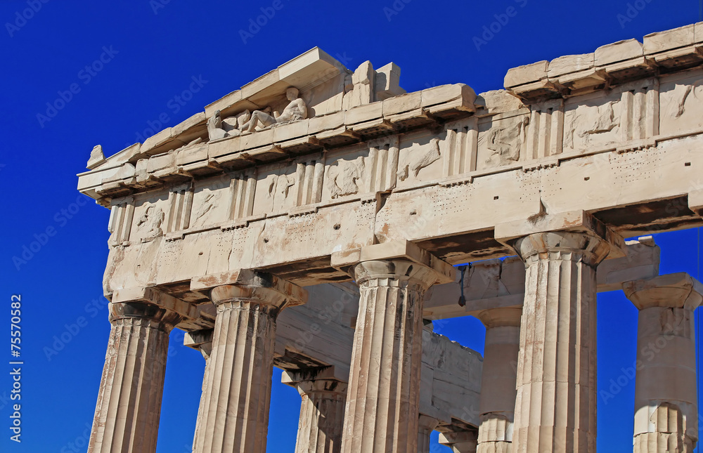 Part of ancient Parthenon at the Acropolis, Athens, Greece