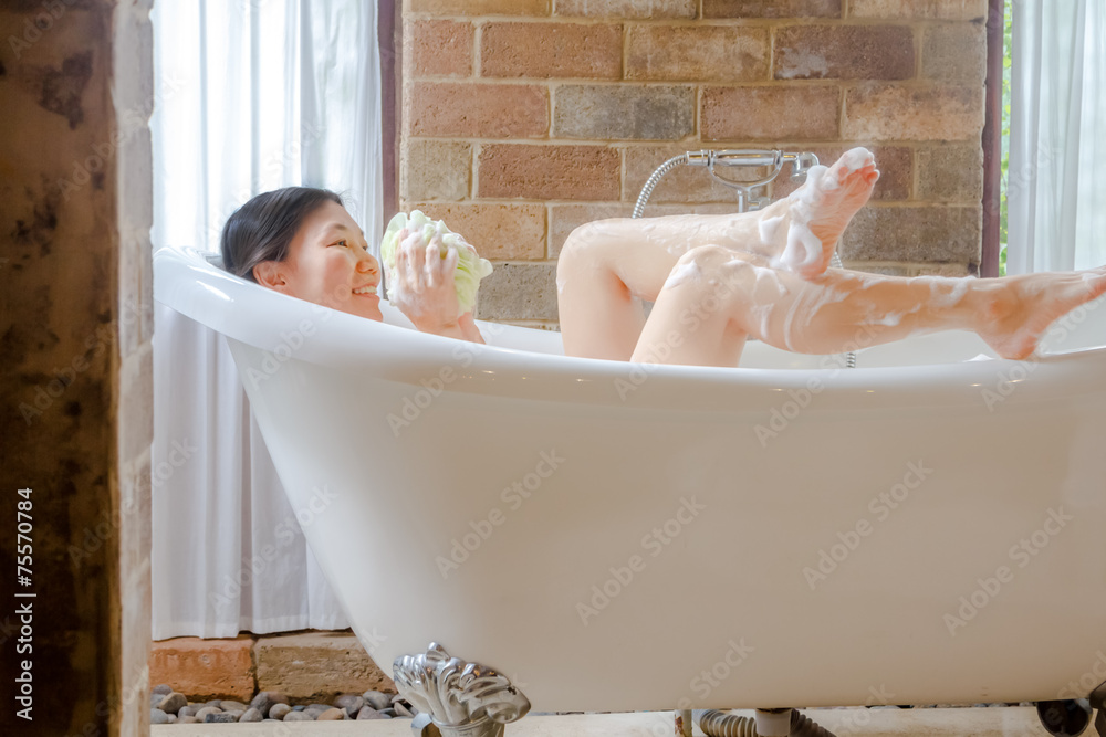 Naklejka premium taking shower