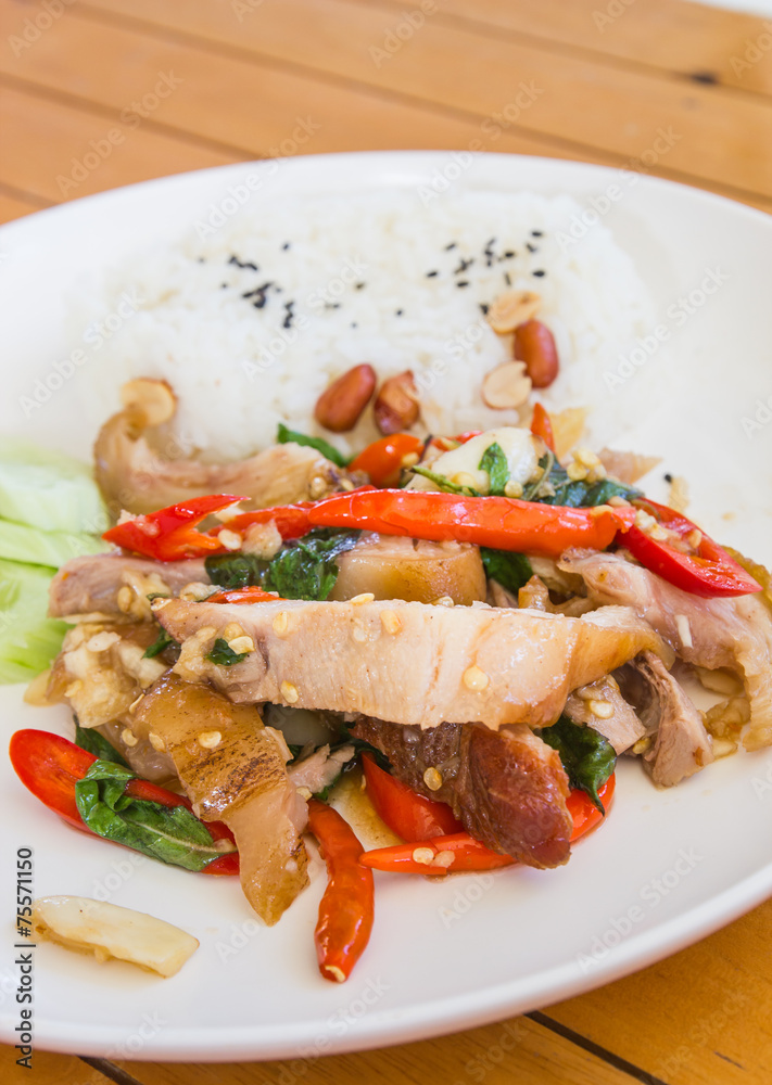 Spicy fried pork Spicy fried pork