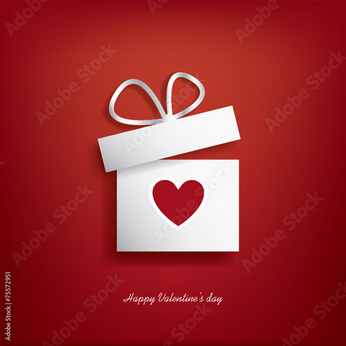 Valentine's day concept illustration with gift box and heart